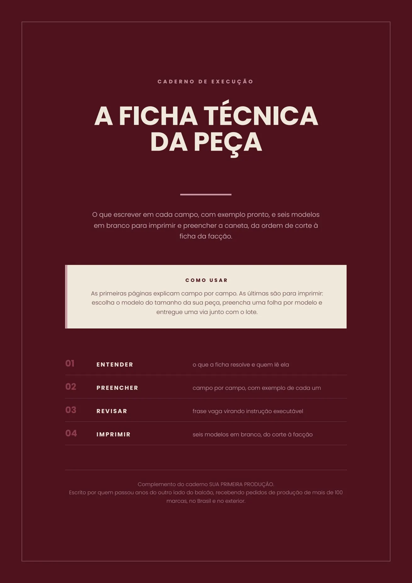 Caderno de Ficha Técnica, capa