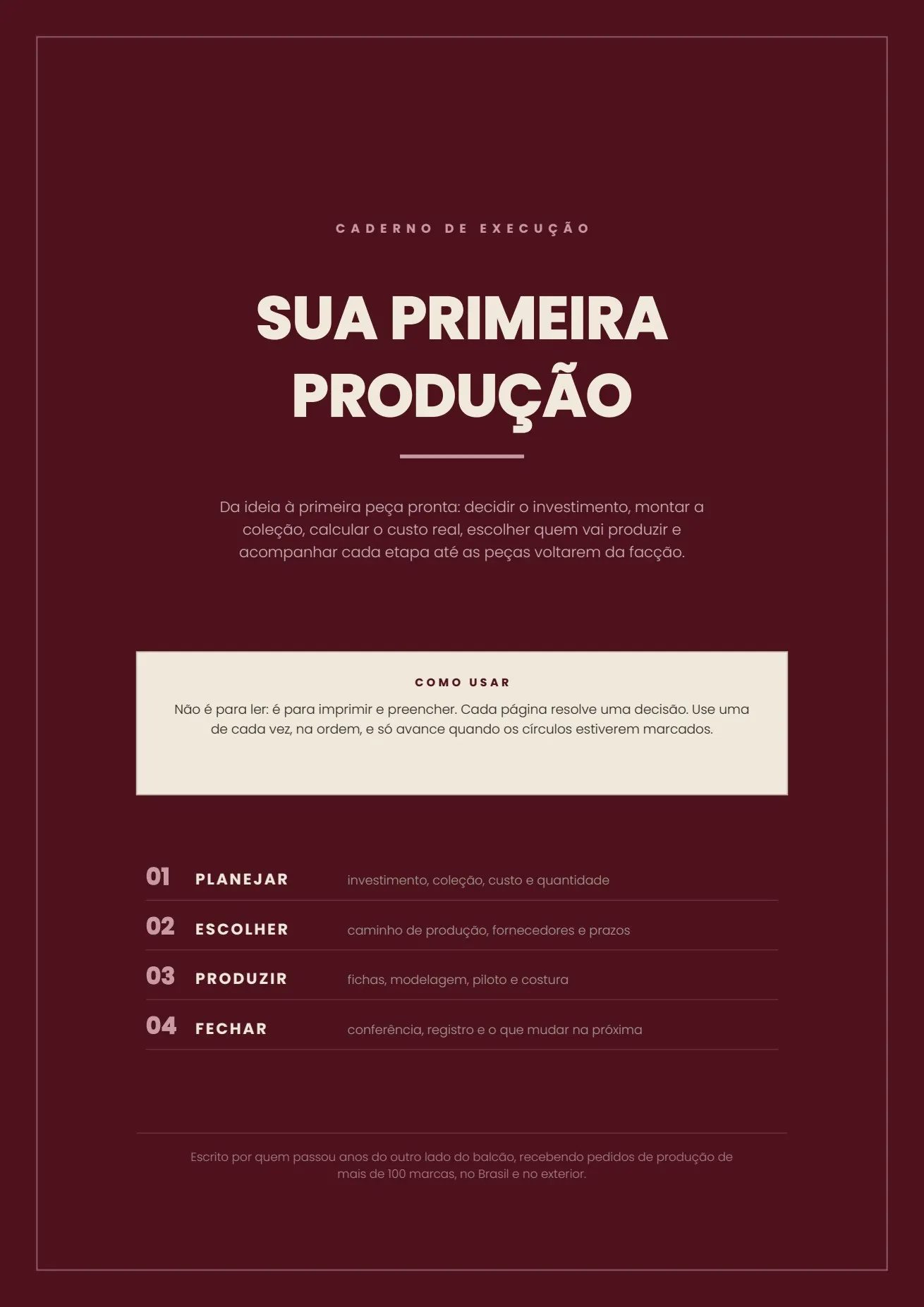 Guia da Primeira Produção, capa